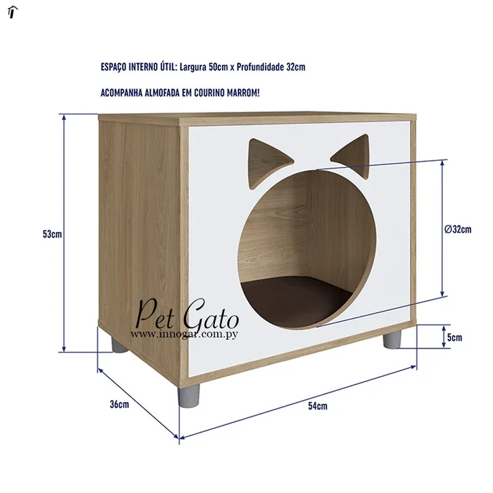 Mesa de Luz / Cama para Gato - Oak / Blanco, foto 2
