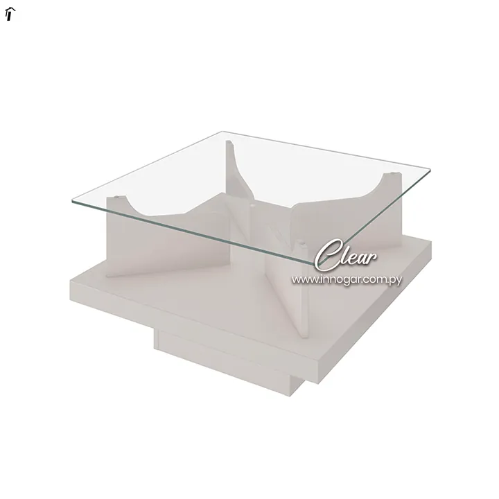 Mesa Centro Clear Off White Glass, foto 2