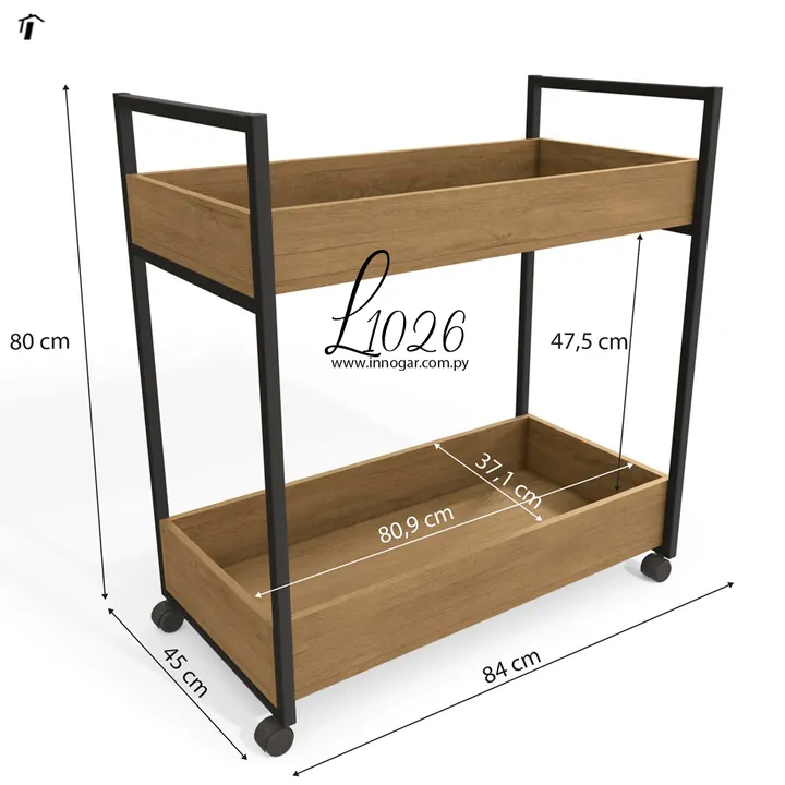 Carrito Multiuso L1026 - Freijo Negro Fosco, foto 4
