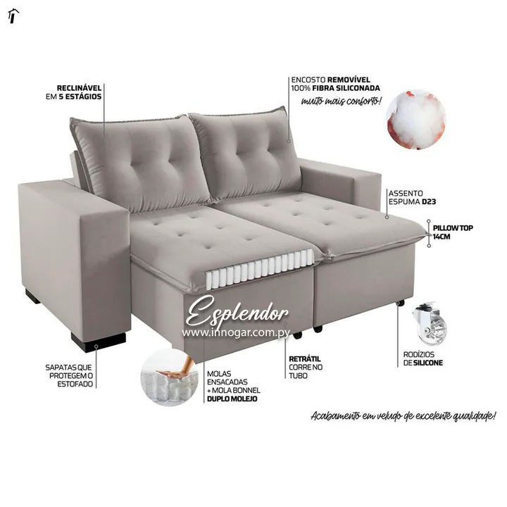 Sofa Esplendor Terciopelado Marfil, foto 2