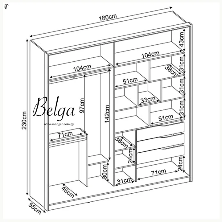 Ropero Belga 2P Ambar off white, foto 3