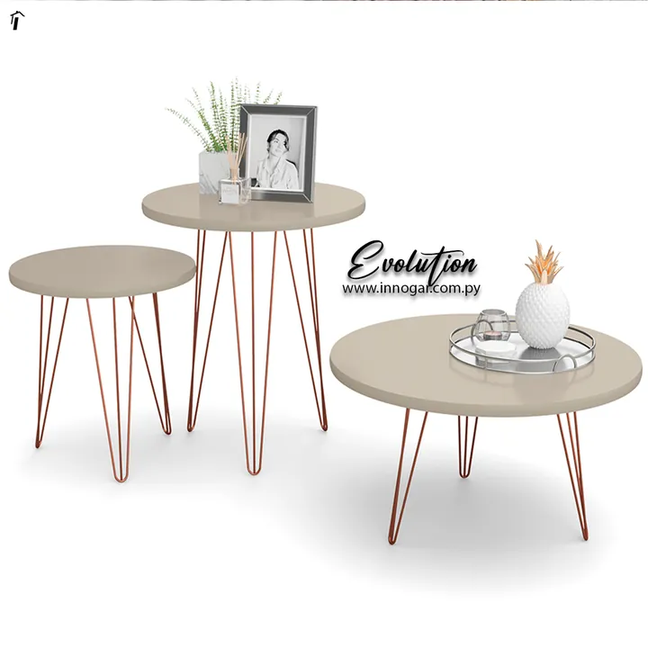 Conjunto Mesa Centro, Lateral y Apoyo Evolution Off White, foto 2