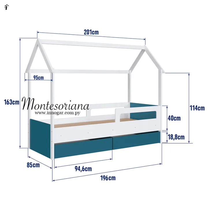 Cama Montesoriano / Blanco Azul, foto 2