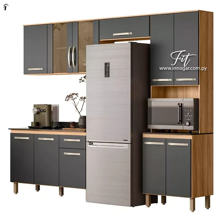 Kit Cocina Fit Carvalho Rustico Chumbo, foto 2