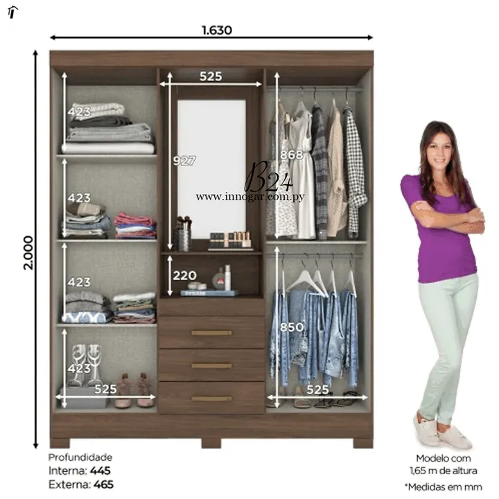 Ropero B24 / Castaño Off White, foto 2