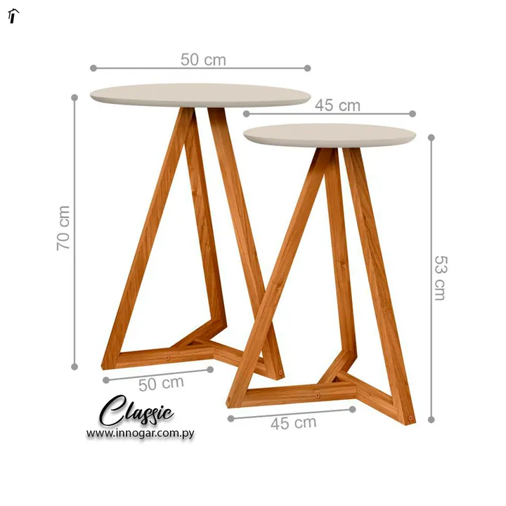 Mesa Lateral Classic Blanco Off white, foto 2