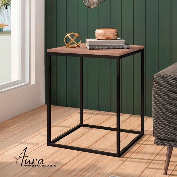 Mesa Lateral Aura - Negro / Maderado, foto 2