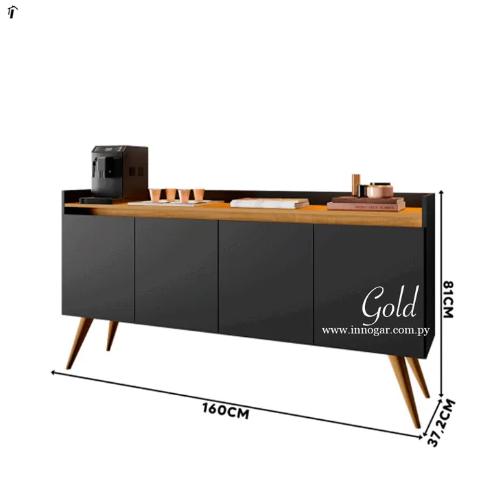 Aparador Gold 4P / Preto Mel, foto 2
