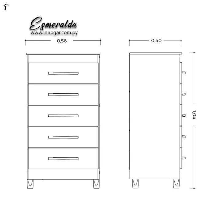 Comoda Esmeralda Cinamomo Mate / Off White, foto 3