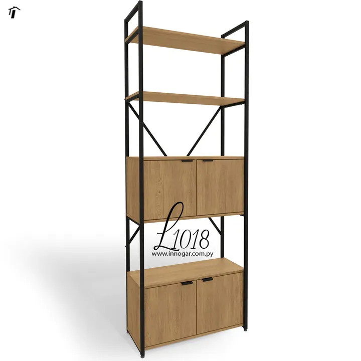 Estante Alta con Puertas L1018 - Freijo - Negro Fosco, foto 3