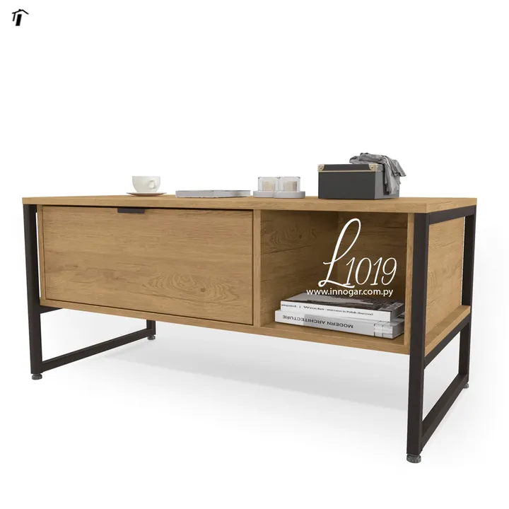 Mesa de Centro con Cajón L1019 - Freijo - Negro Fosco, foto 3