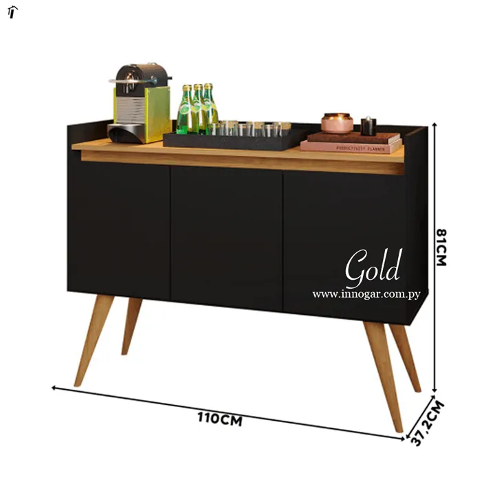 Aparador Gold 3P / Preto Mel, foto 2