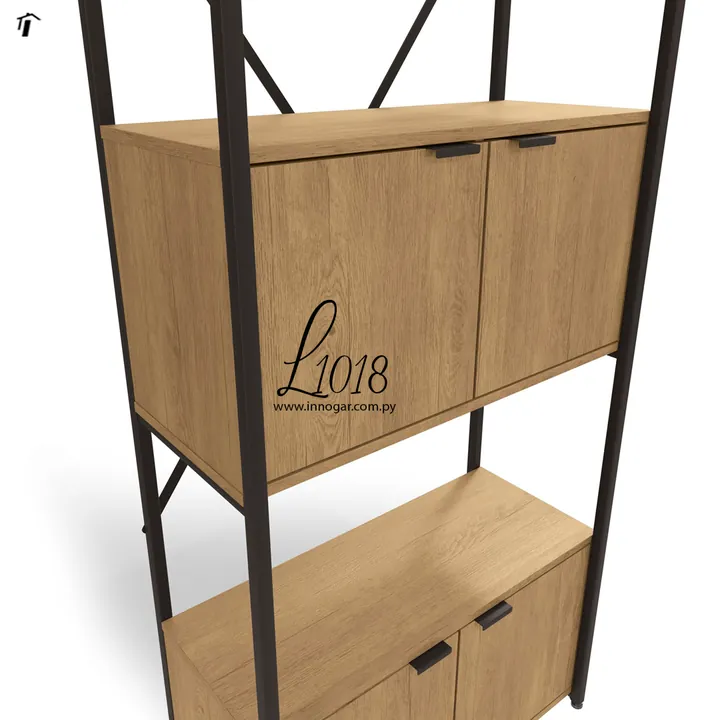 Estante Alta con Puertas L1018 - Freijo - Negro Fosco, foto 2