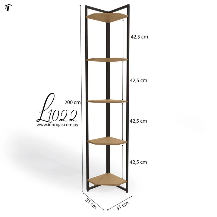 Estante Esquinero L1022 - Freijo , Negro Fosco, foto 4
