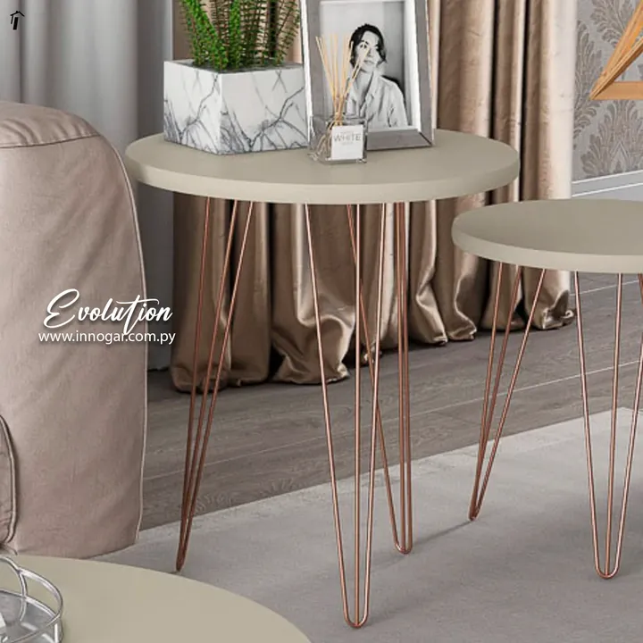 Conjunto Mesa Centro, Lateral y Apoyo Evolution Off White, foto 3