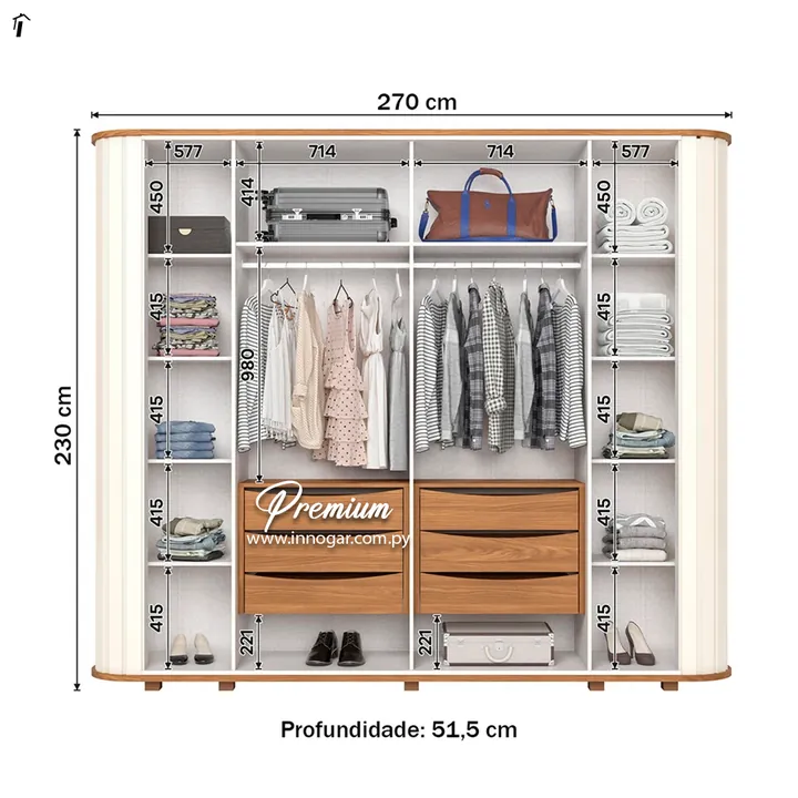 Ropero Premium 6P con Espejo Off White Nature, foto 3
