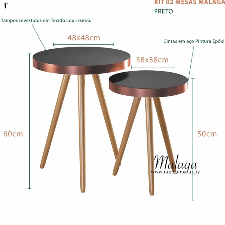 Kit Mesa lateral Malaga / Courissimo Negro Brillo, foto 2