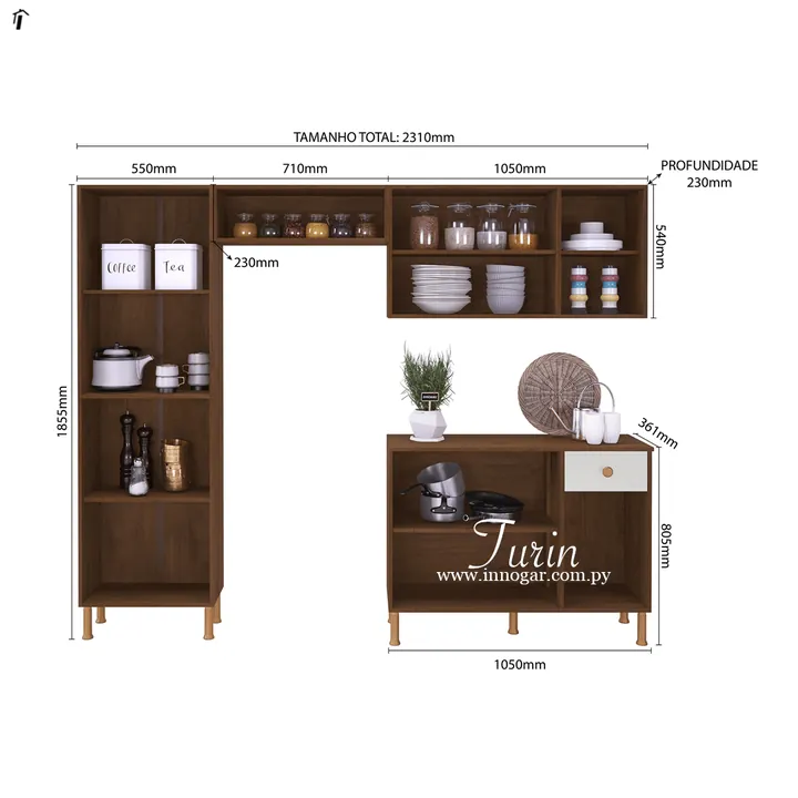 Kit Cocina Turin / Noce - Off White, foto 2