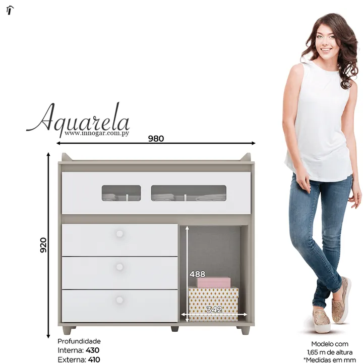 Cómoda Aquarela / Blanco - Cristal, foto 2