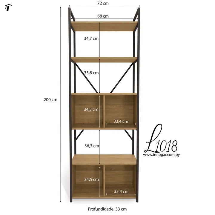 Estante Alta con Puertas L1018 - Freijo - Negro Fosco, foto 4