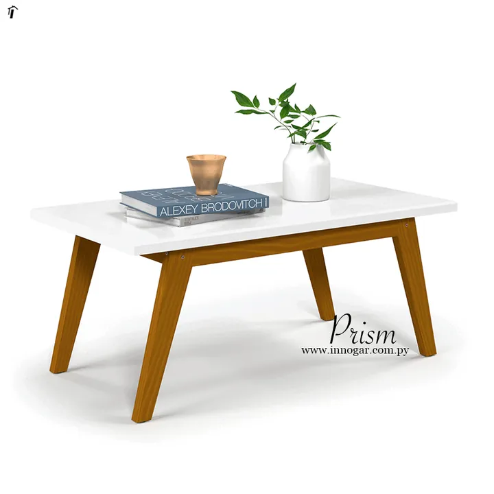 Mesa Centro Prism - Blanco/Madera, foto 2