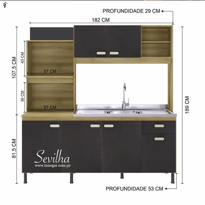 Kit Cocina Sevilha / Castaño - Plomo, foto 2