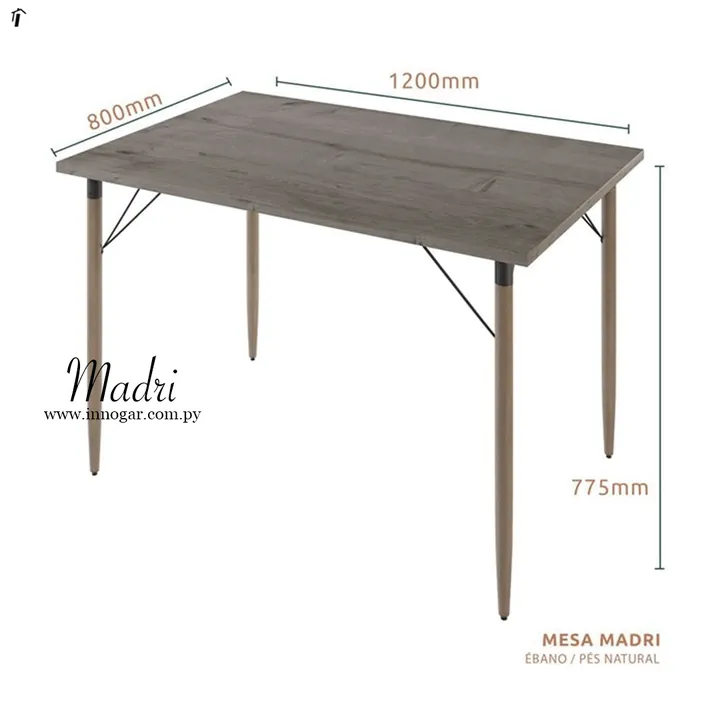 Mesa Madri Ebano / Pie Natural, foto 2