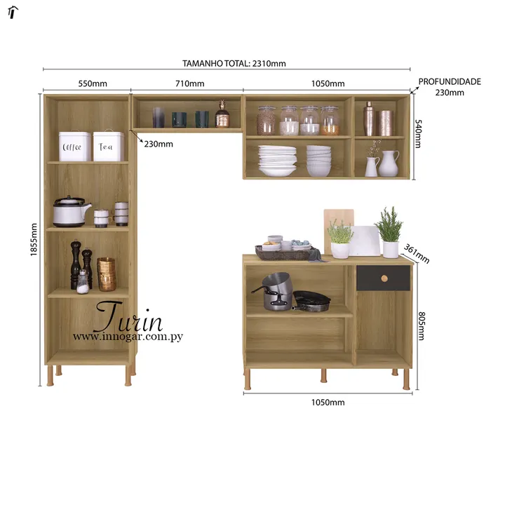 Kit Cocina Turin / Castante - Plomo, foto 2