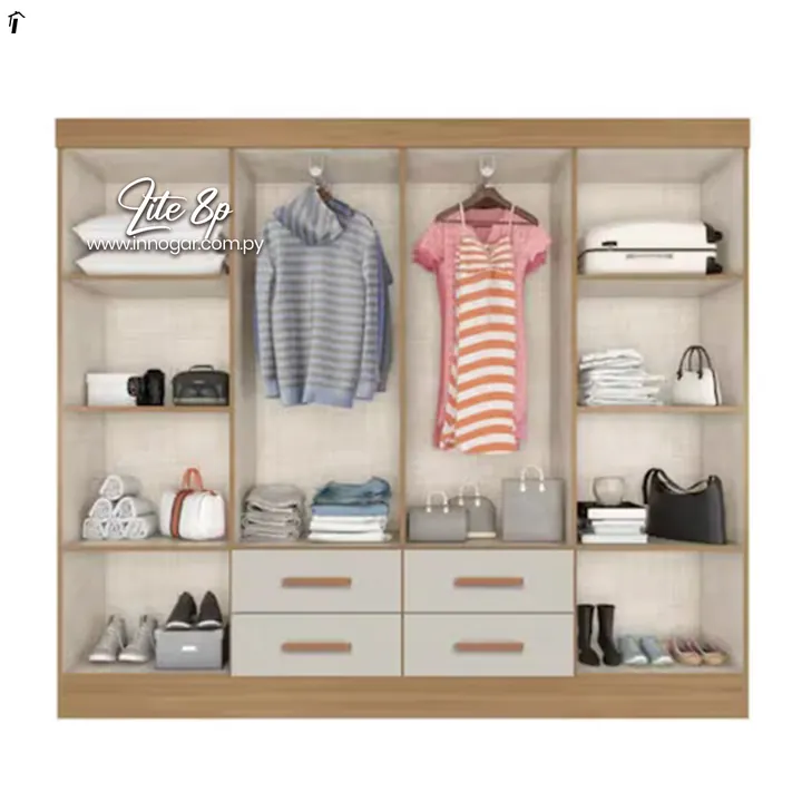 Ropero Lite 8 Puertas Nature Off White, foto 2