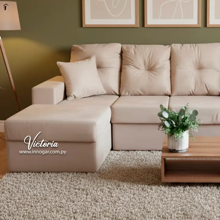 Sofa Victoria 3L con Chaise Beige, foto 2