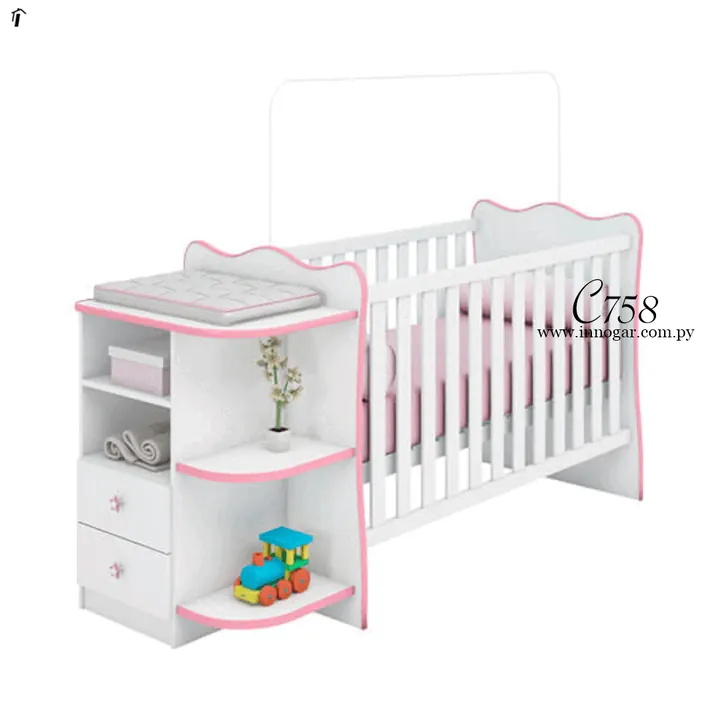 Cuna con cómoda C758 / Blanco Rosa, foto 2