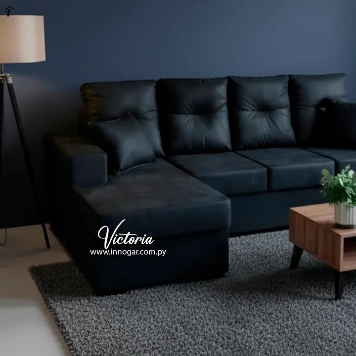 Sofa Victoria 3L con Chaise Negro, foto 2
