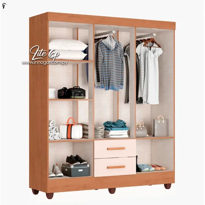 Ropero Lite 6 Puertas Nature Off White, foto 2