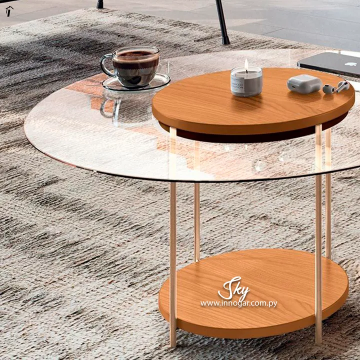 Mesa Centro Sky con Vidrio Cinamomo Off White, foto 2