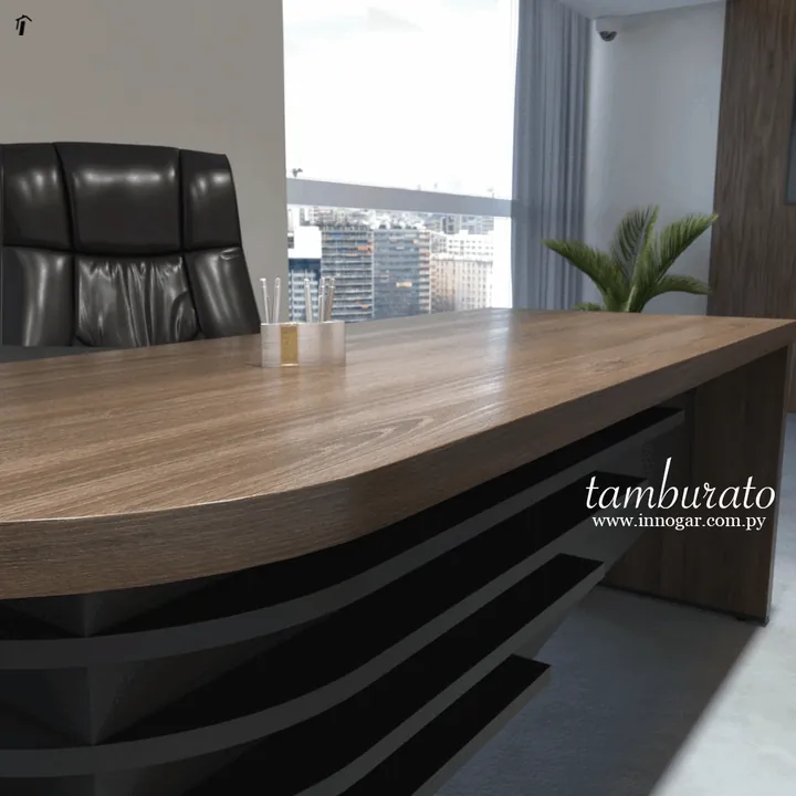 Mesa Oficina Tamburato , charuto / Preto, foto 3