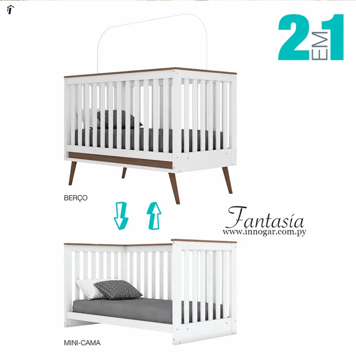 Cuna mini cama Fantasia / Blanco HP Castaño, foto 2